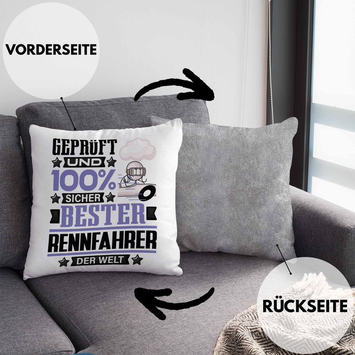 Rennfahrer Geschenk Lustiger Spruch für Rennfahrer Geschenkidee Bester Rennfahrer Der WeltKissen mit Füllung 40x40 (Grau) Grau Trendation