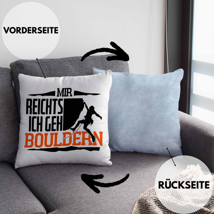 Klettern Kissen mit Füllung 40x40 Geschenk mit Bouldern Motiv Mir Reichts Ich Geh Bouldern (Grau) Blau Trendation