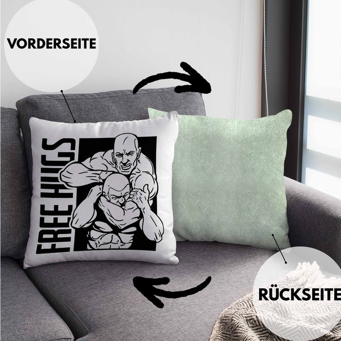 MMA-Kissen mit Füllung 40x40 Geschenk für MMA-Kämpfer Geschenkidee Free Hugs (Grau) Grün Trendation