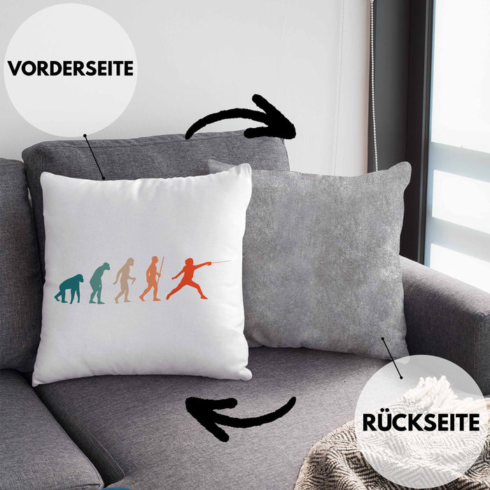 Lustige Fechten-Kissen mit Füllung 40x40 Geschenk für Fechter Evolution (Grau) Grau Trendation