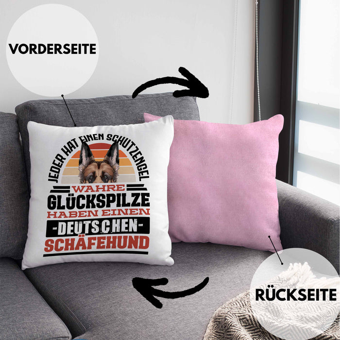 Deutscher Schäferhund Kissen mit Füllung 40x40 Geschenkidee Schäferhund Besitzer Schutzengel (Grau) Rosa Trendation