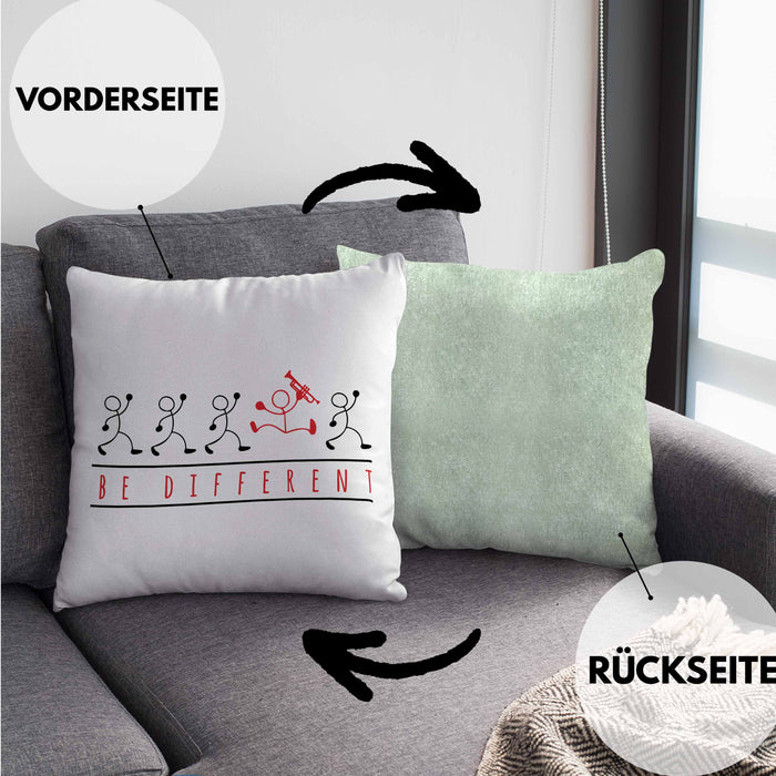 Posaunist Kissen mit Füllung 40x40 Geschenk Sei Anders Posaune Kaffee Geschenkidee Lustig (Grau) Grün Trendation