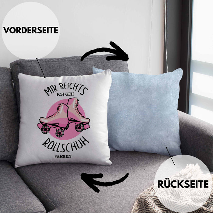 Lustige Rollschuh-Kissen mit Füllung 40x40 Geschenk für Rollschuhfahrerinnen Mir Reichts (Grau) Blau Trendation