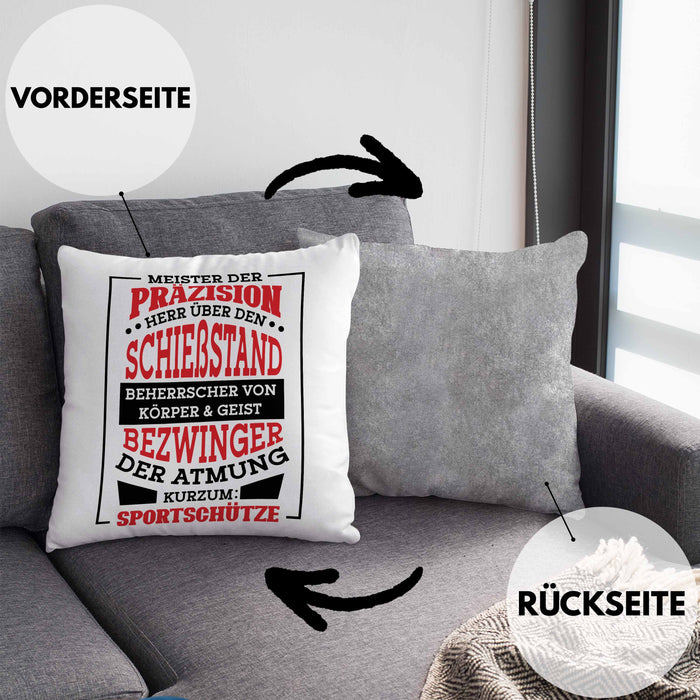Lustige Schießen-Kissen mit Füllung 40x40 für Sportschützen Geschenk Ich Bin Sportschütze Präzision (Grau) Grau Trendation