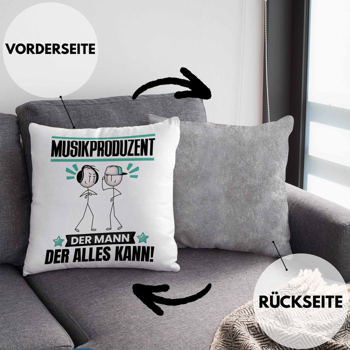 Musikproduzent Kissen mit Füllung 40x40 Geschenk für Musikproduzent Der Mann Der Alles Kann Geschenkidee zum Geburtstag (Grau) Grau Trendation