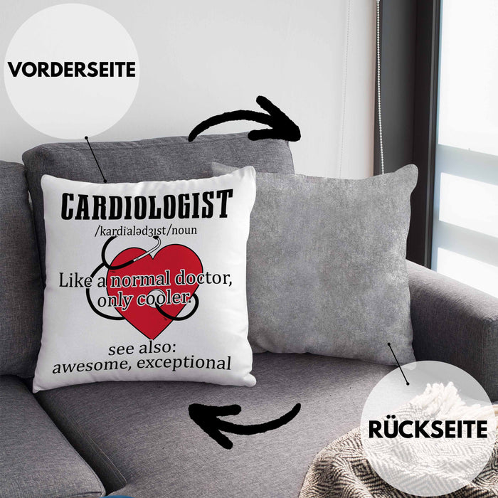 Kardiologe Geschenk Kissen mit Füllung 40x40 Cardiologist Definition Ekg Herz Kardiologie (Grau) Grau Trendation