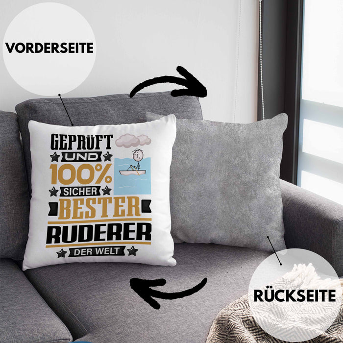 Ruderer Geschenk Lustiger Spruch für Ruderer Geschenkidee Bester Ruderer Der WeltKissen mit Füllung 40x40 (Grau) Grau Trendation