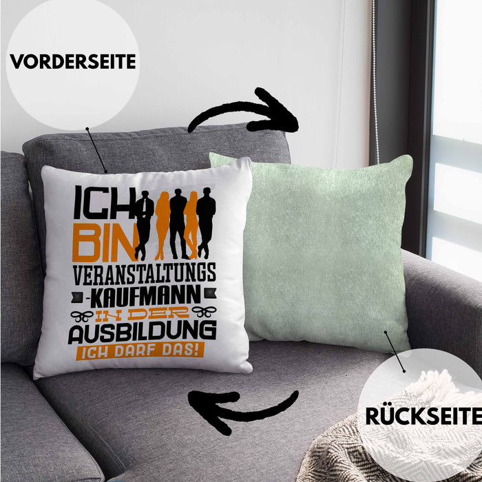 Veranstaltungskaufmann Ausbildung Kissen mit Füllung 40x40 Geschenk Ich Bin Veranstaltungskaufmann In Der Ausbildung Ich Darf Das Geschenkidee Spruch (Grau) Grün Trendation