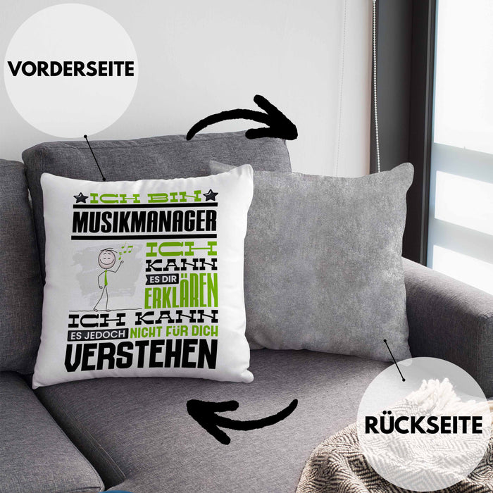 Musikmanager Geschenk Kissen mit Füllung 40x40 Geschenkidee für Musikmanager Geburtstag Lustig Ich Bin Musikmanager Ich Kann Es Dir Erklären Aber Nicht Für Dich Verstehen (Grau) Grau Trendation