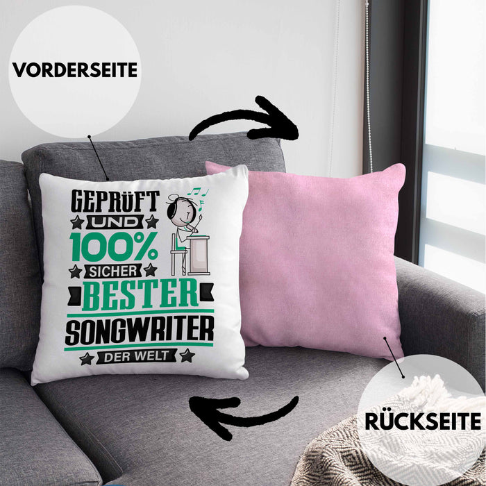 Songwriter Geschenk Lustiger Spruch für Songwriter Geschenkidee Bester Songwriter Der WeltKissen mit Füllung 40x40 (Grau) Rosa Trendation