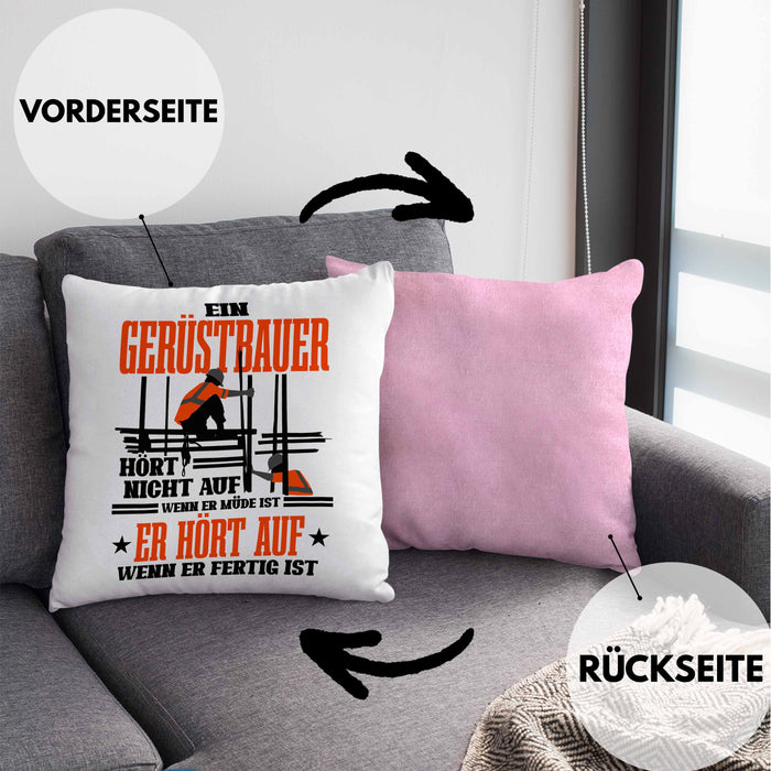 Kissen mit Füllung 40x40 für Gerüstbauer Geschenk Spuch Männer Gerüstbau (Grau) Rosa Trendation