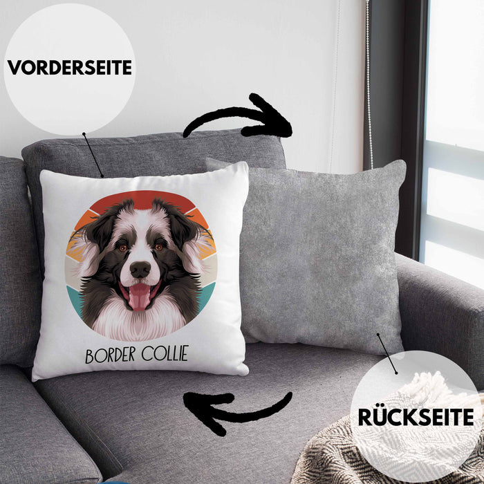 Border Collies Besitzer Kissen mit Füllung 40x40 Geschenk Lustiger Spruch Geschenkidee Border Collies Mama Papa (Grau) Grau Trendation