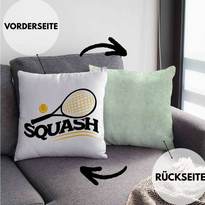 Lustige Squash-Kissen mit Füllung 40x40 Geschenk für Squash-Spieler (Grau) Grün Trendation