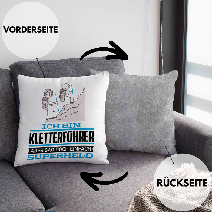 Kletterführer Geschenk Kissen mit Füllung 40x40 Ich Bin Kletterführer Aber Sag Doch Einfach Superheld Lustige Geschenkdiee für Kletterführer (Grau) Grau Trendation