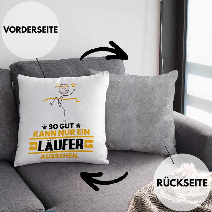 Läufer Geschenk Kissen mit Füllung 40x40 So Gut Kann Nur Ein Läufer Aussehen Geschenkidee (Grau) Grau Trendation