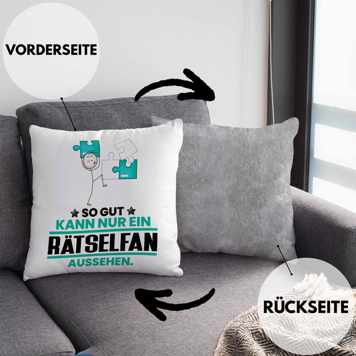 Rätselfan Geschenk Kissen mit Füllung 40x40 So Gut Kann Nur Ein Rätselfan Aussehen Geschenkidee (Grau) Grau Trendation