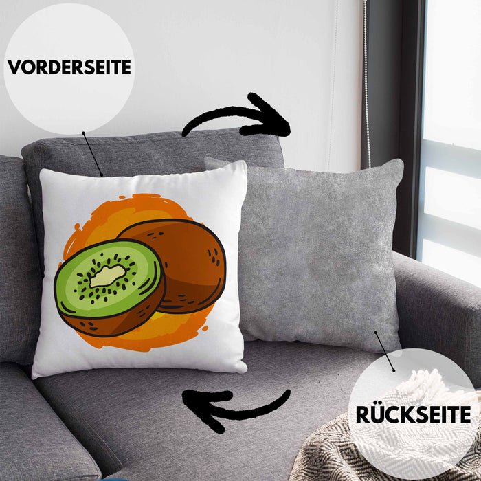 Lustige Kissen mit Füllung 40x40 mit Kiwi-Grafik Geschenk für Kiwi-Liebhaber (Grau) Grau Trendation