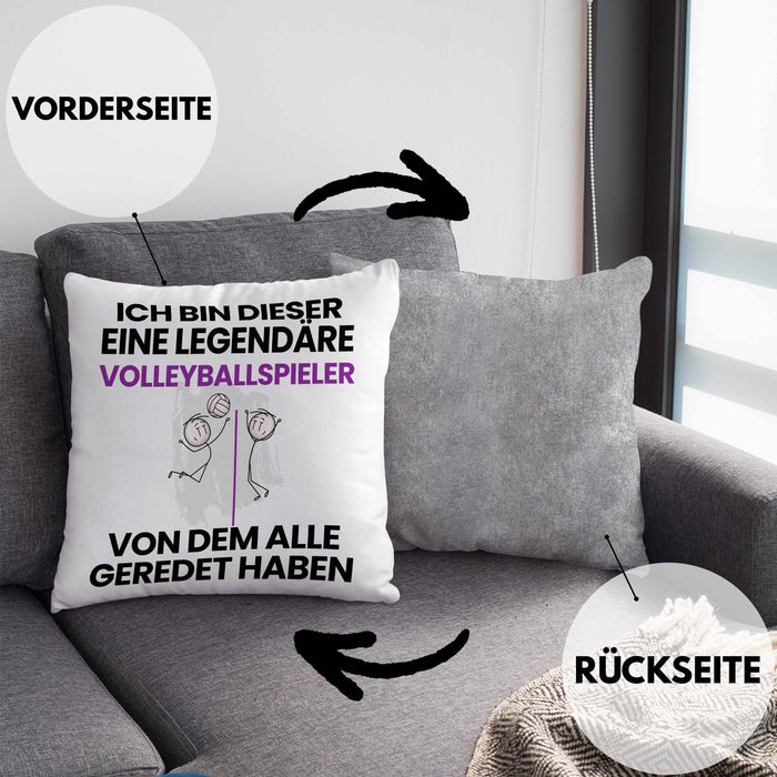 Volleyballspieler Geschenk Kissen mit Füllung 40x40 Lustige Geschenkidee Geburtstag für Volleyballspieler Ich Bin Dieser Legendäre Volleyballspieler Von Dem Alle Geredet Haben (Grau) Grau Trendation