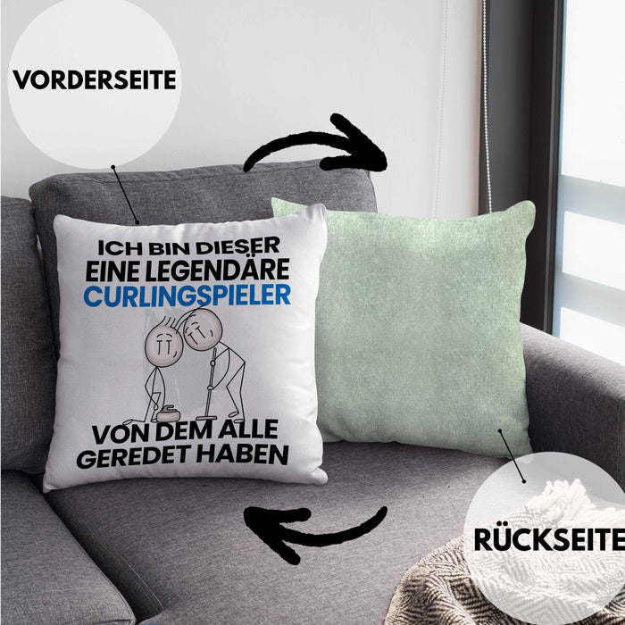 Curlingspieler Geschenk Kissen mit Füllung 40x40 Lustige Geschenkidee Geburtstag für Curlingspieler Ich Bin Dieser Legendäre Curlingspieler Von Dem Alle Geredet Haben (Grau) Grün Trendation