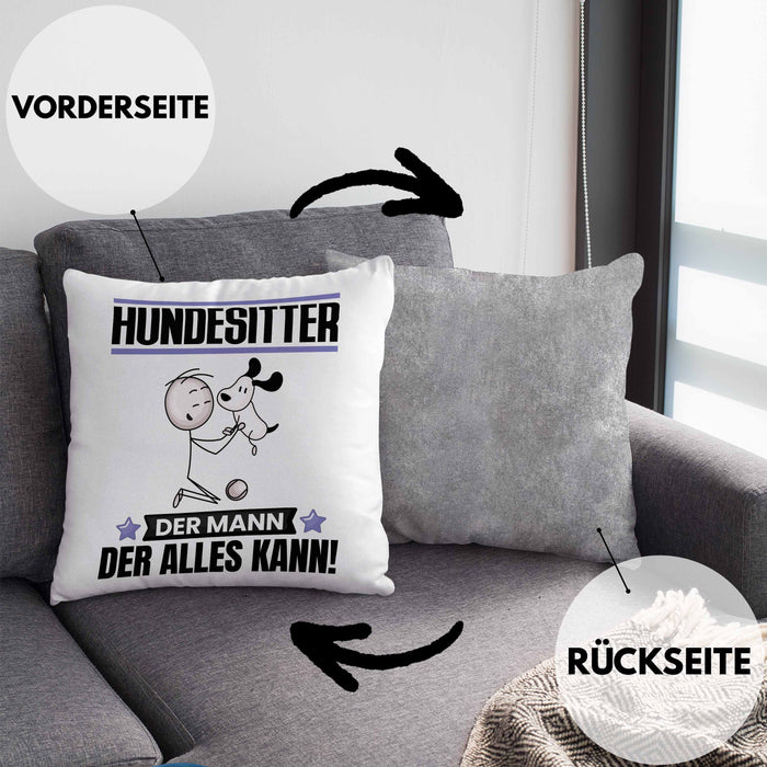 Hundesitter Kissen mit Füllung 40x40 Geschenk für Hundesitter Der Mann Der Alles Kann Geschenkidee zum Geburtstag (Grau) Grau Trendation