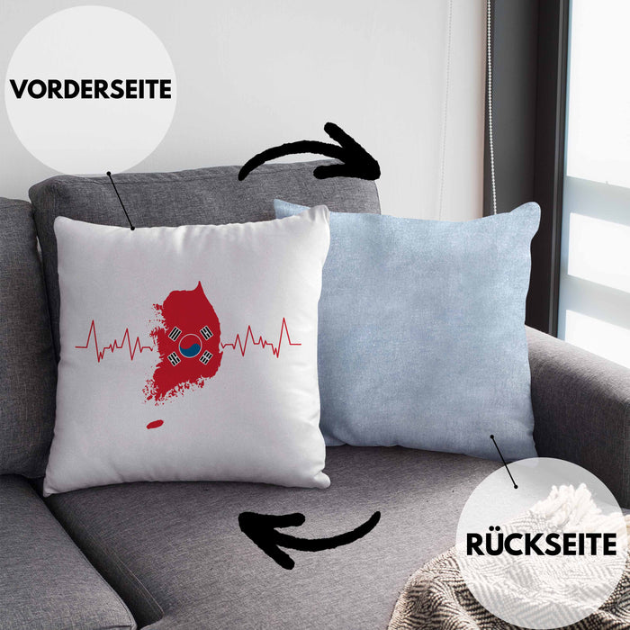 Seoul Kissen mit Füllung 40x40 Geschenk Südkorea South Korea Kpop Geschenkidee (Grau) Blau Trendation