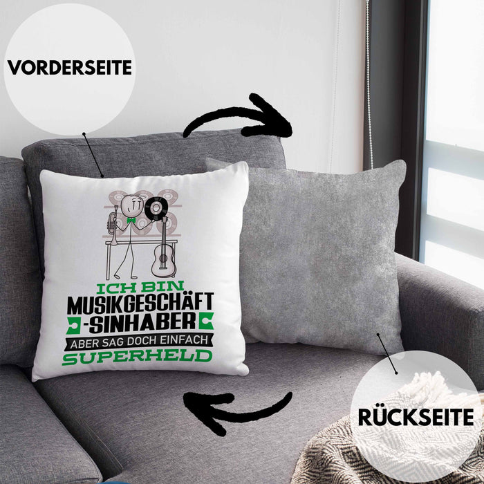 Musikgeschäftsinhaber Geschenk Kissen mit Füllung 40x40 Ich Bin Musikgeschäftsinhaber Aber Sag Doch Einfach Superheld Lustige Geschenkdiee für Musikgeschäftsinhaber (Grau) Grau Trendation
