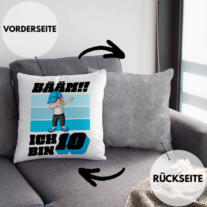 10 Geburtstag Junge Jungen Geschenke Kissen mit Füllung 40x40 10er Geburtstag 10 Jahre Alt Geschenkidee (Grau) Grau Trendation