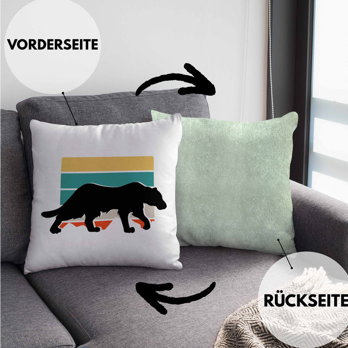 Gepard Kissen mit Füllung 40x40 Geschenk Retro (Grau) Grün Trendation