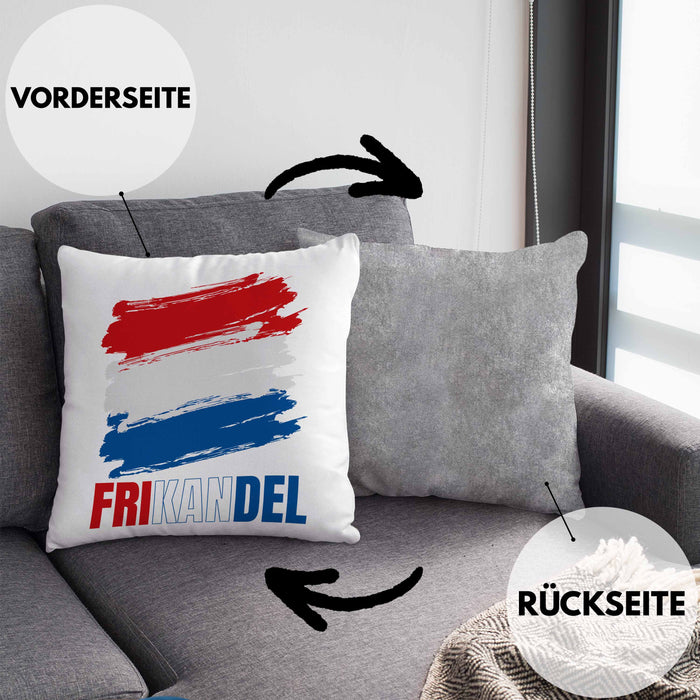 Holland Fan Kissen mit Füllung 40x40 Geschenk Holländer Frikande (Grau) Grau Trendation