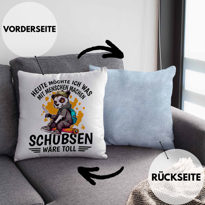 Lustige Kissen mit Füllung 40x40 Waschbär Heute Möchte Ich Was Mit Menschen Machen Schubsen Wäre Toll Sarkasmus Ironier Humor (Grau) Blau Trendation