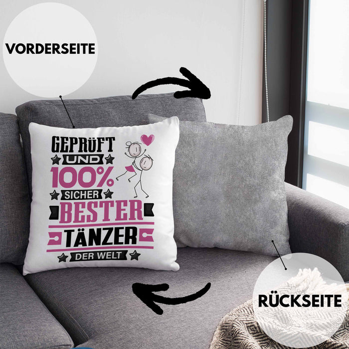 Tänzer Geschenk Lustiger Spruch für Tänzer Geschenkidee Bester Tänzer Der WeltKissen mit Füllung 40x40 (Grau) Grau Trendation