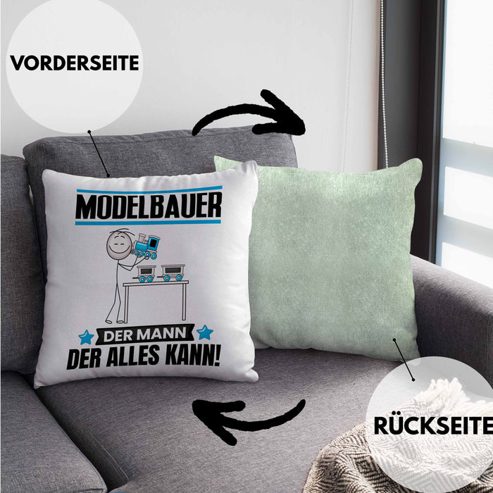 Modelbauer Kissen mit Füllung 40x40 Geschenk für Modelbauer Der Mann Der Alles Kann Geschenkidee zum Geburtstag (Grau) Grün Trendation