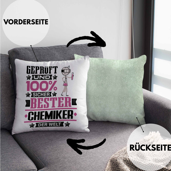 Chemiker Geschenk Lustiger Spruch für Chemiker Geschenkidee Bester Chemiker Der WeltKissen mit Füllung 40x40 (Grau) Grün Trendation