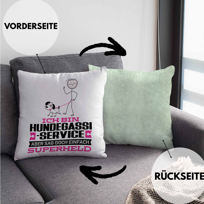 Hundegassi-Service Geschenk Kissen mit Füllung 40x40 Ich Bin Hundegassi-Service Aber Sag Doch Einfach Superheld Lustige Geschenkdiee für Hundegassi-Service (Grau) Grün Trendation
