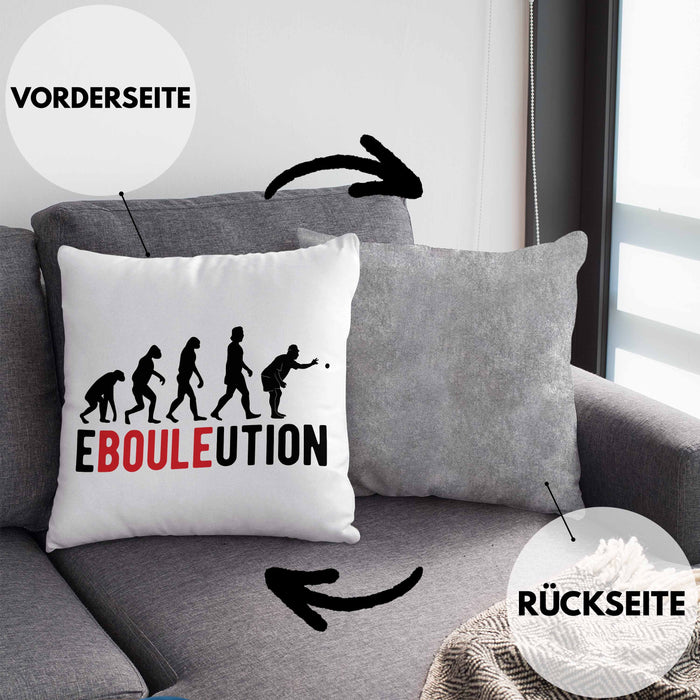 Boule Kissen mit Füllung 40x40 Geschenk Ebouleution Pétanque Boule-Spieler Geschenkidee Spruch (Grau) Grau Trendation