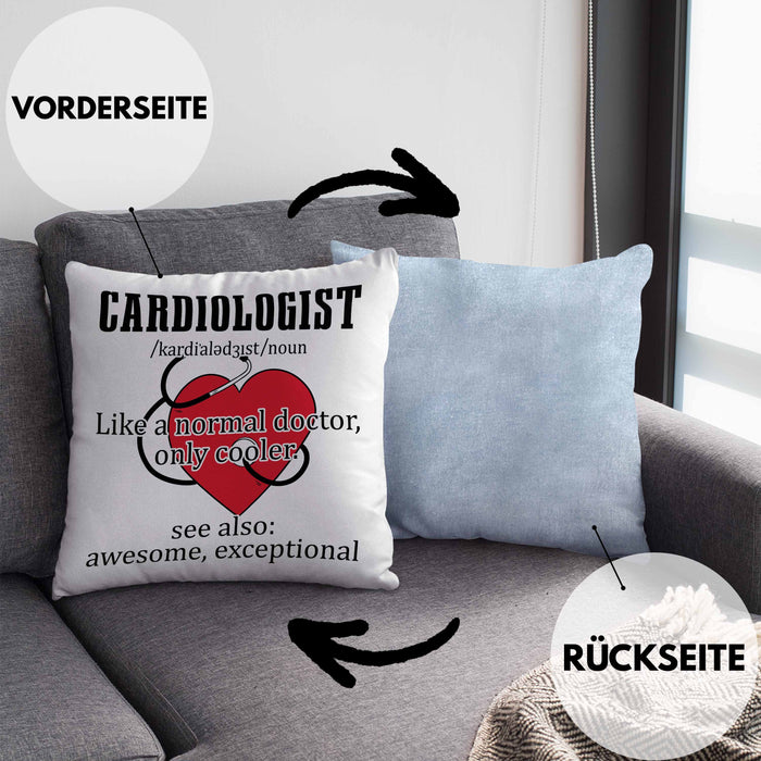 Kardiologe Geschenk Kissen mit Füllung 40x40 Cardiologist Definition Ekg Herz Kardiologie (Grau) Blau Trendation