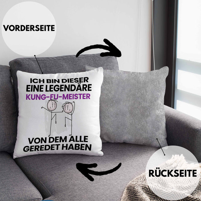 Kung-Fu-Meister Geschenk Kissen mit Füllung 40x40 Lustige Geschenkidee Geburtstag für Kung-Fu-Meister Ich Bin Dieser Legendäre Kung-Fu-Meister Von Dem Alle Geredet Haben (Grau) Grau Trendation
