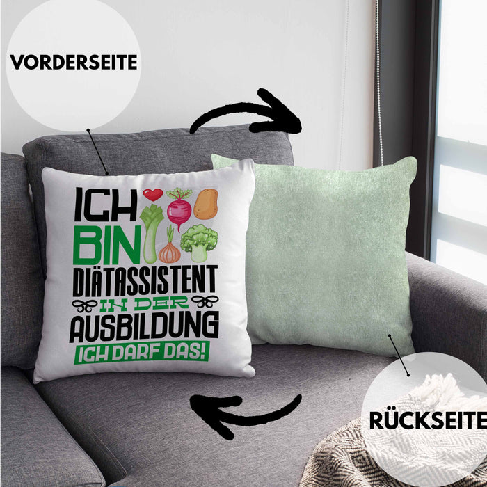 Diätassistent Ausbildung Kissen mit Füllung 40x40 Geschenk Ich Bin Diätassistent In Der Ausbildung Ich Darf Das Geschenkidee Spruch (Grau) Grün Trendation