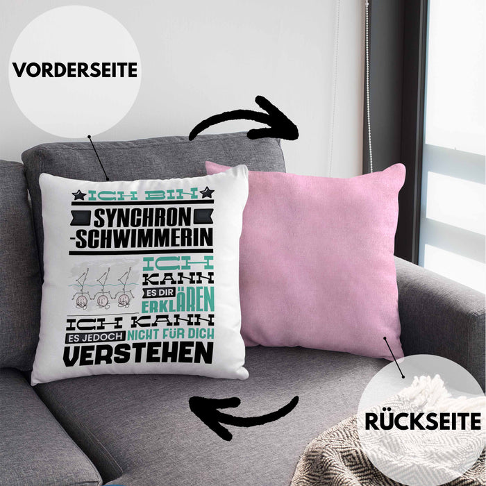 Synchronschwimmerin Geschenk Kaffee-Kissen mit Füllung 40x40 Geschenkidee für Synchronschwimmerin Ich Bin Synchronschwimmerin Ich Kann Es Dir Erklären Jedoch Nicht Für Dich Verstehen Spruch Lustig (Grau) Rosa Trendation