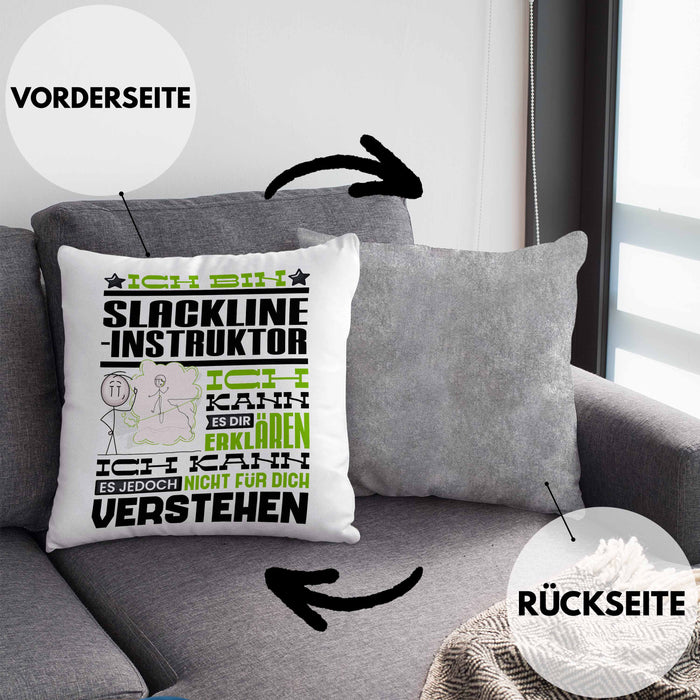 Slackline-Instruktor Geschenk Kaffee-Kissen mit Füllung 40x40 Geschenkidee für Slackline-Instruktor Ich Bin Slackline-Instruktor Ich Kann Es Dir Erklären Jedoch Nicht Für Dich Verstehen Spruch Lustig (Grau) Grau Trendation