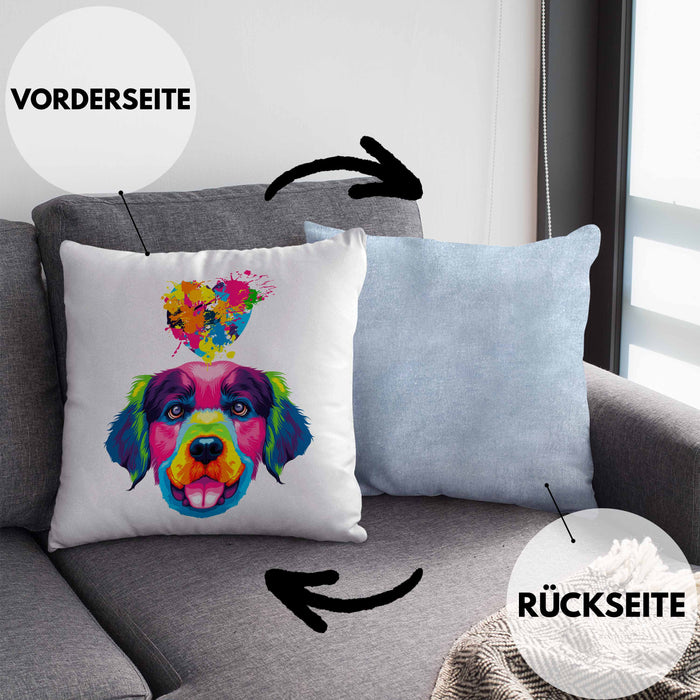 Golden Retriever Herz Farbe Besitzer Kissen mit Füllung 40x40 Geschenk Lustiger Spruch Geschenkidee Golden Retriever Liebhaber (Grau) Blau Trendation