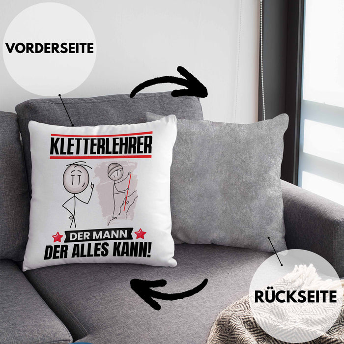 Kletterlehrer Kissen mit Füllung 40x40 Geschenk für Kletterlehrer Der Mann Der Alles Kann Geschenkidee zum Geburtstag (Grau) Grau Trendation