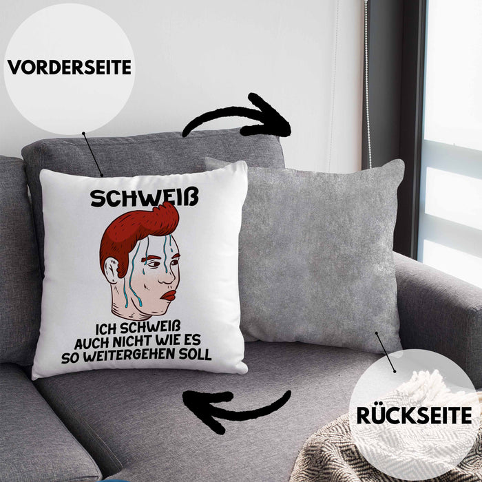 Dank Meme Kissen mit Füllung 40x40 Schweiß Wortspiel Ich Schweiß Auch Nicht Wie Das Weitergehen Soll Geschenkidee Depressionen (Grau) Grau Trendation