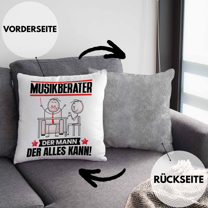 Musikberater Kissen mit Füllung 40x40 Geschenk für Musikberater Der Mann Der Alles Kann Geschenkidee zum Geburtstag (Grau) Grau Trendation