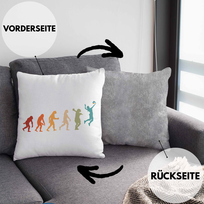 Volleyball Geschenk Kissen mit Füllung 40x40 Evolution Coach Herren Mädchen Kaffee Zubehör Volleyball-Spieler Spielerin (Grau) Grau Trendation