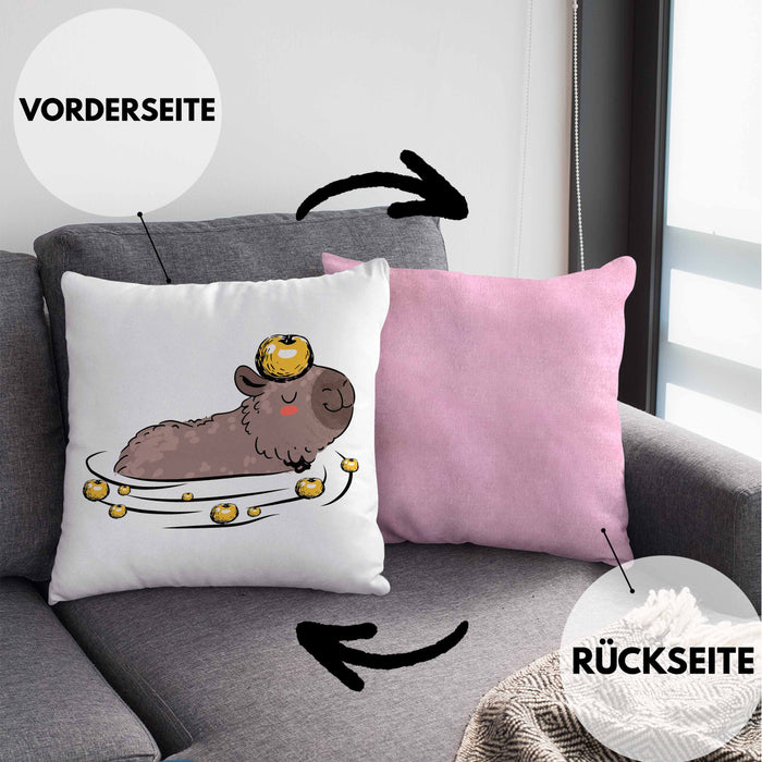 Kissen mit Füllung 40x40 mit Capybara-Motiv Geschenk für Capybara Liebhaber (Grau) Rosa Trendation