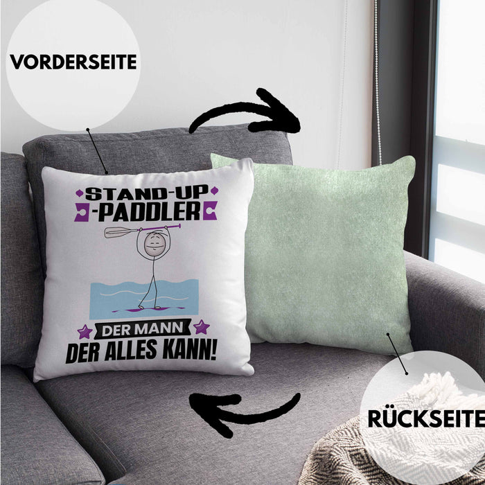 Stand-Up-Paddler Kissen mit Füllung 40x40 Geschenk für Stand-Up-Paddler Der Mann Der Alles Kann Geschenkidee zum Geburtstag (Grau) Grün Trendation