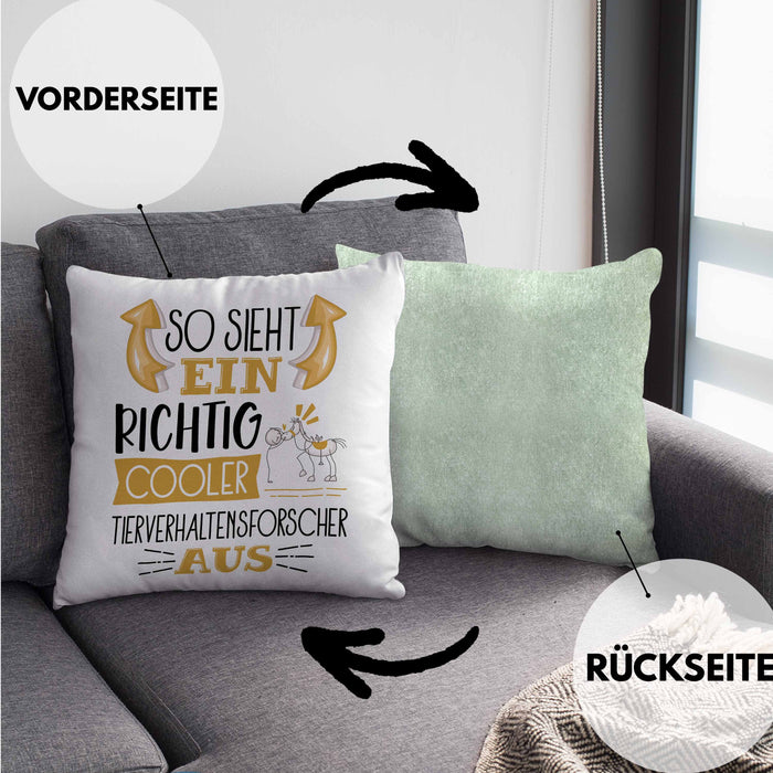Tierverhaltensforscher Kissen mit Füllung 40x40 So Sieht Ein Richtig Cooler Tierverhaltensforscher Aus Geschenk Lustiger Spruch Geschenkidee (Grau) Grün Trendation