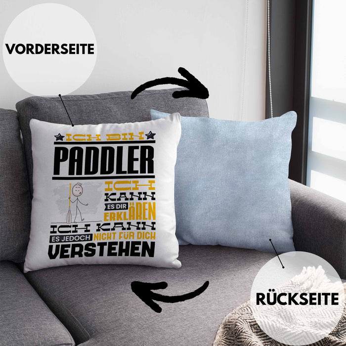 Paddler Geschenk Kaffee-Kissen mit Füllung 40x40 Geschenkidee für Paddler Ich Bin Paddler Ich Kann Es Dir Erklären Jedoch Nicht Für Dich Verstehen Spruch Lustig (Grau) Blau Trendation