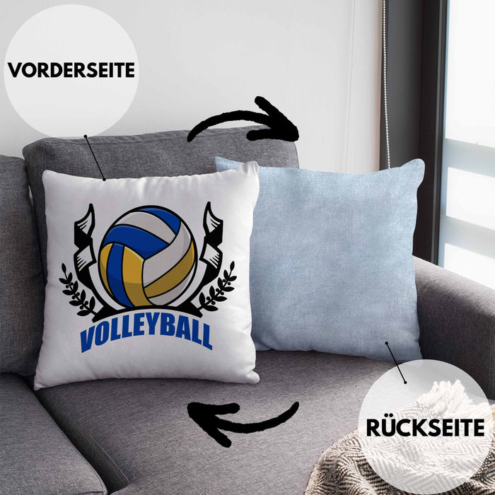 Volleyball-Kissen mit Füllung 40x40 Geschenk für Volleyball-Spieler Geschenkidee (Grau) Blau Trendation